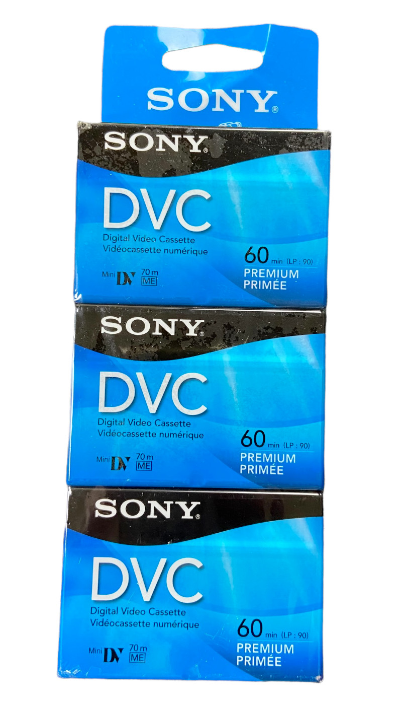 NOS Sony Mini DVC 60 Minutes LP:90 Premium 3PK Factory Sealed w/Hang Tag