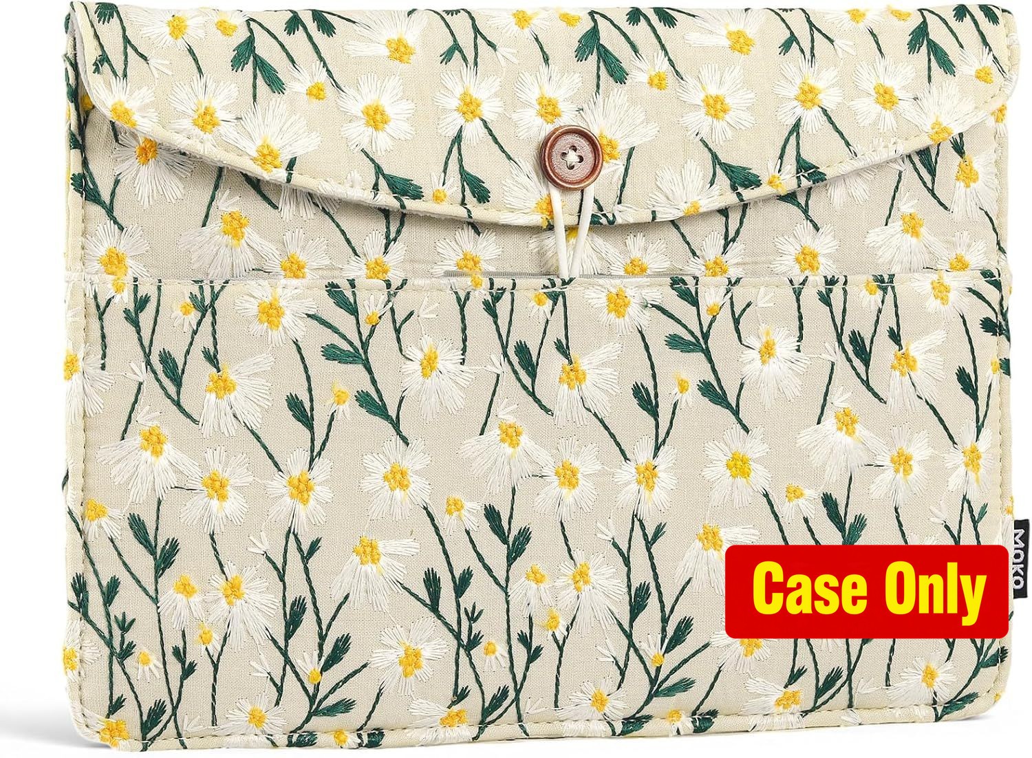 Case for iPad Air 11-inch M4, Dual Pockets Tablet Sleeve Bag, White Daisy
