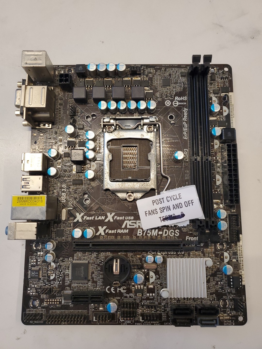 ASROCK B75M-DGS MOTHERBOARD NO Boot. 