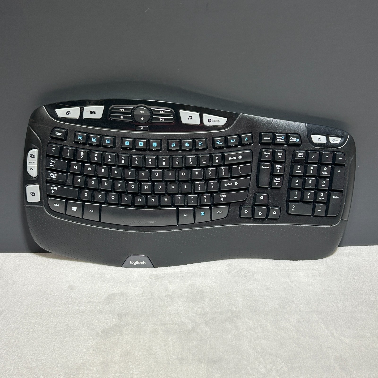 Logitech K350 Wireless Wave Ergonomic Keyboard Y-R0053 No USB Receiver