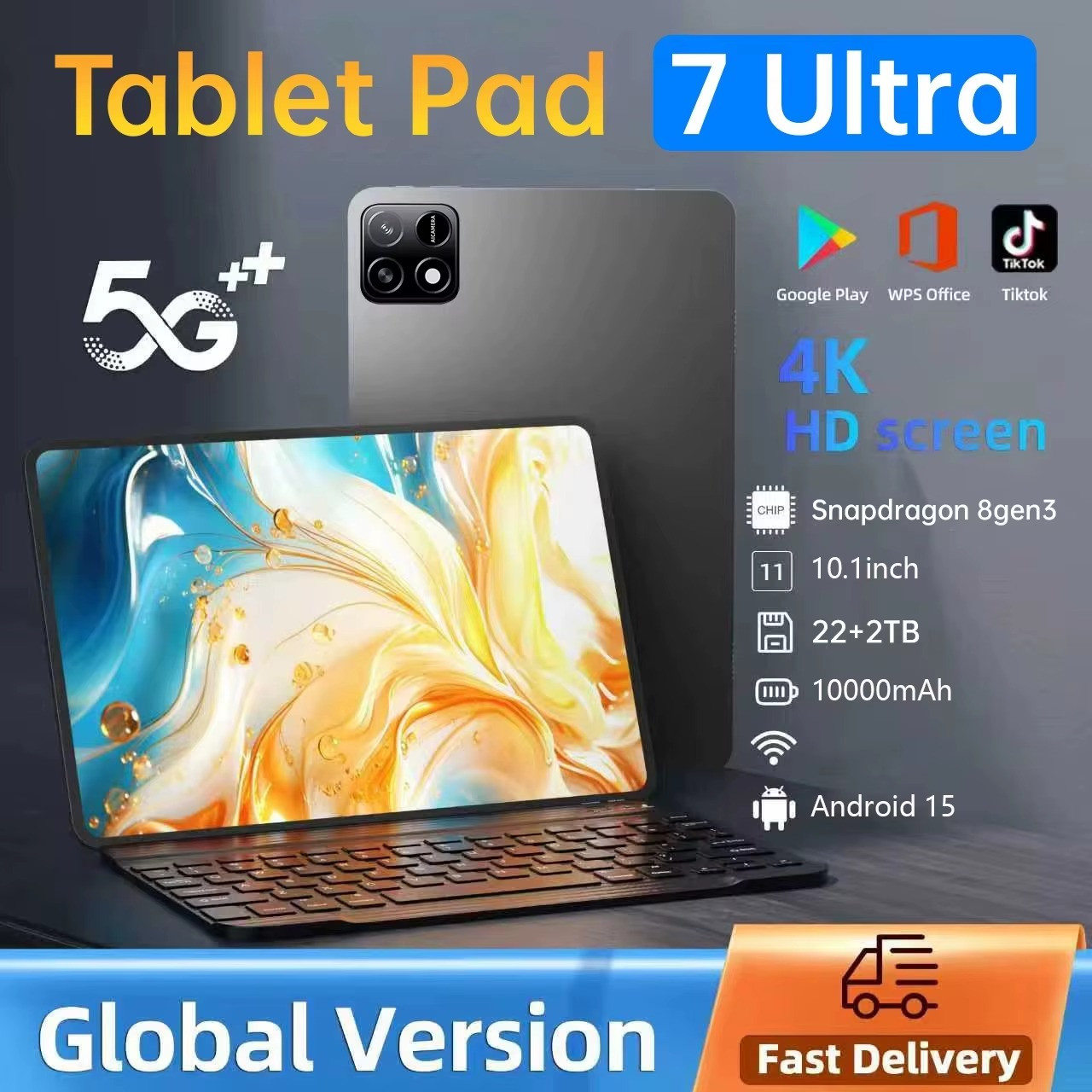 Tablet Pad 7 Ultra Tab PC Snapdragon 10.1inch HD Screen Global 10000mAh 5G Dual