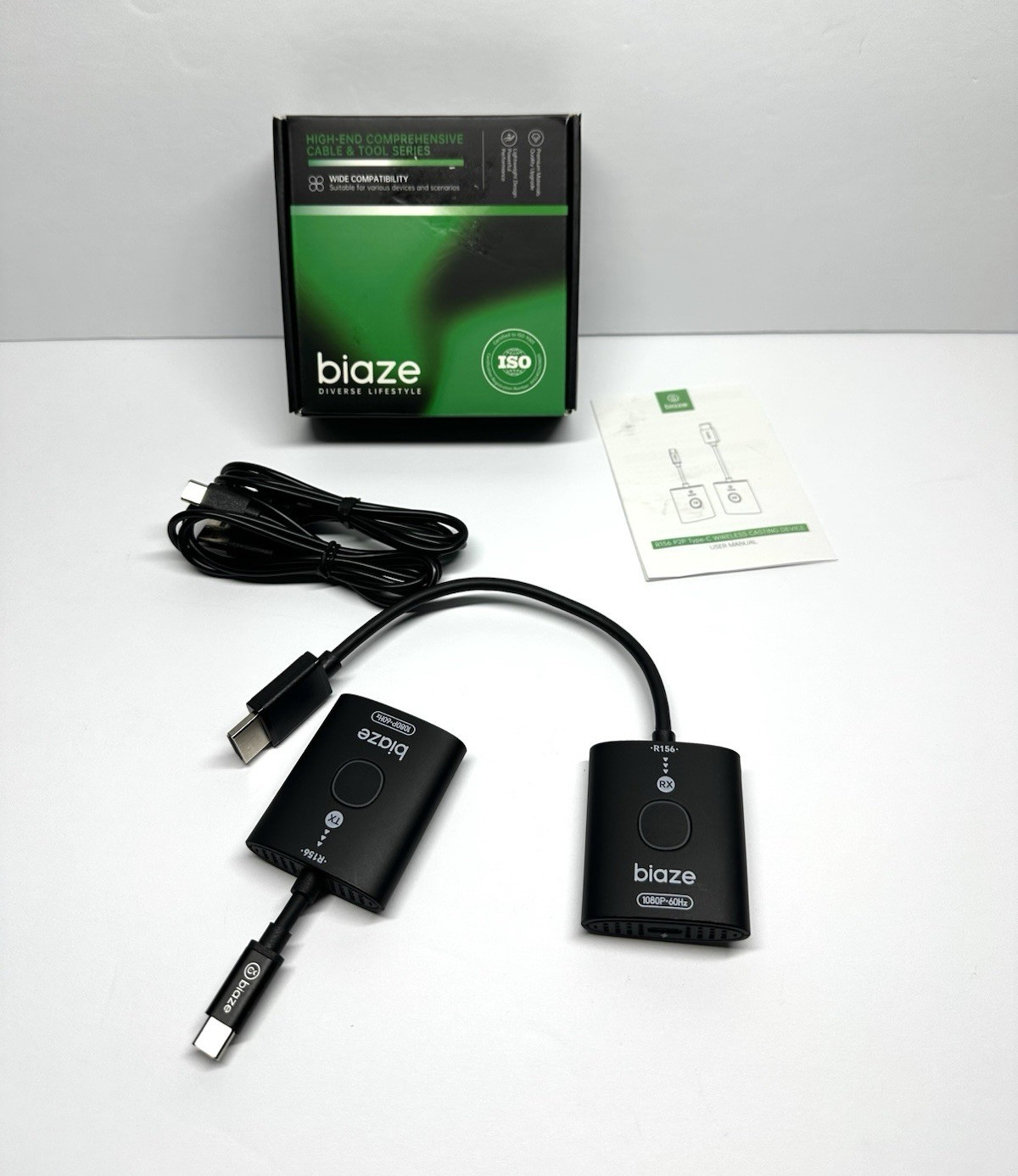Biaze R156 USB-C Wireless HDMI Transmitter Receiver 1080P 60Hz 5G 2.4G Set
