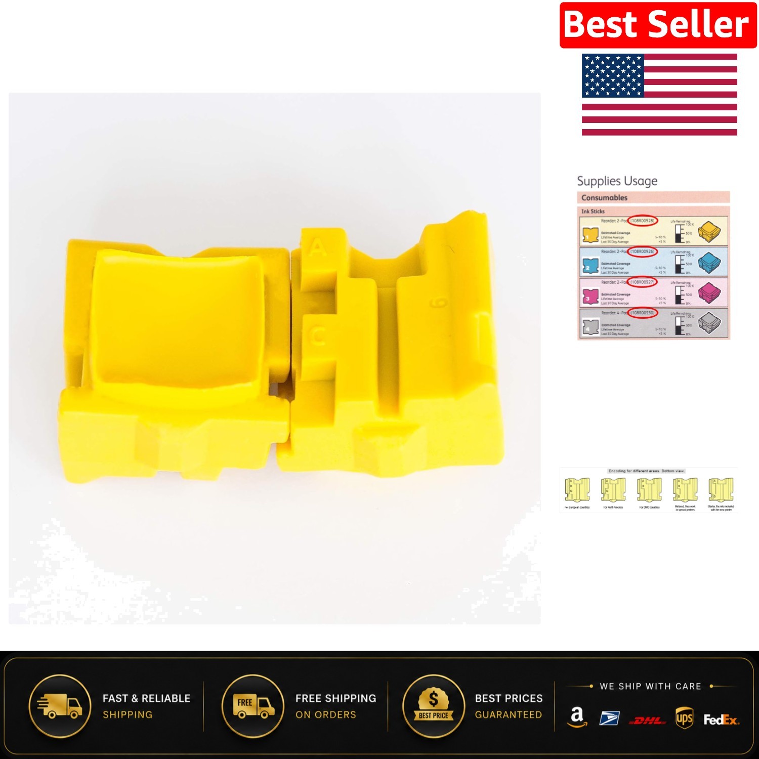 Genuine Yellow Ink Cartridges for Xerox ColorQube 8570/8580 - 3000 Page Yield