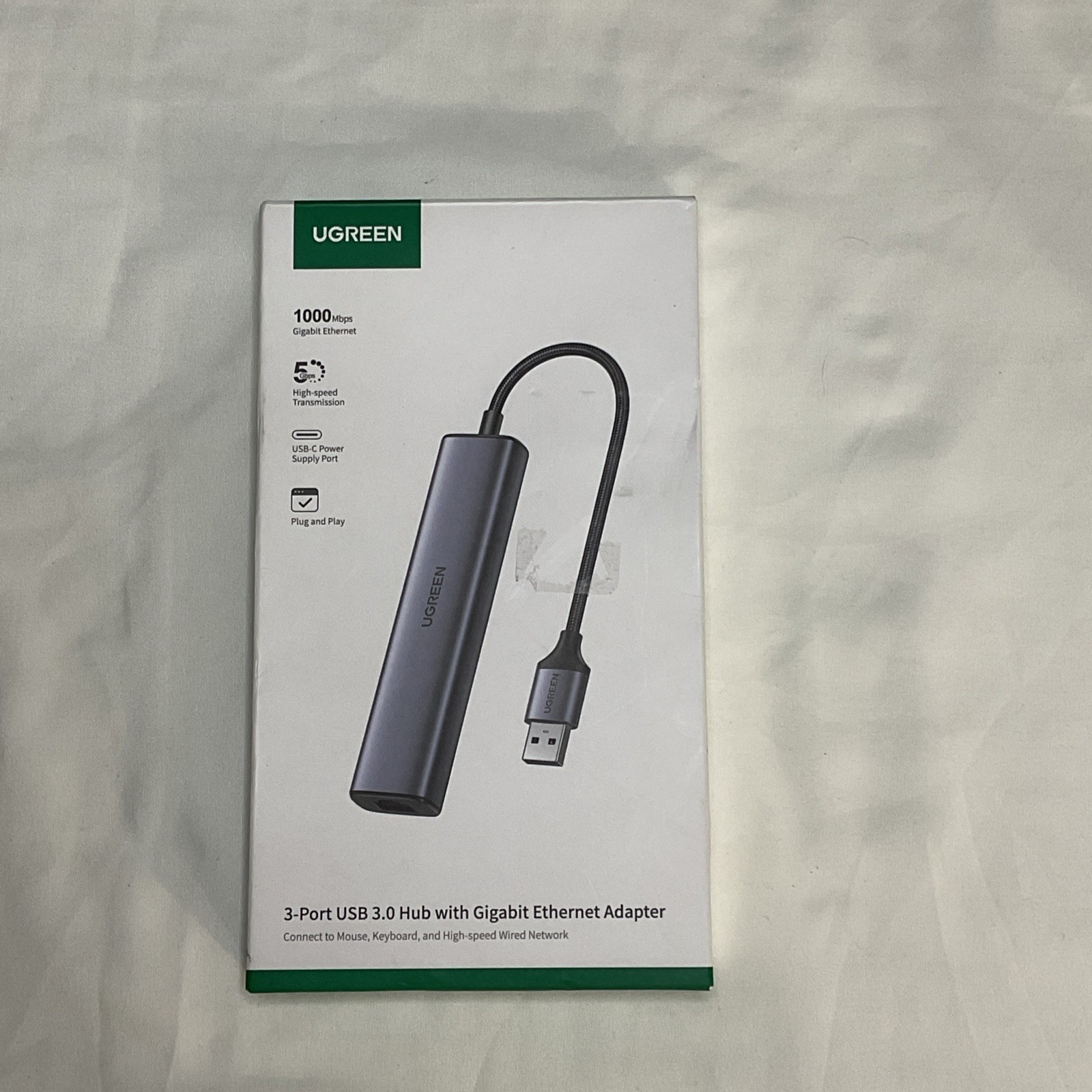 UGREEN USB C 3-Port USB 3.0 Hub with Gigabit Ethernet Adapter 5Gbps High-Speed