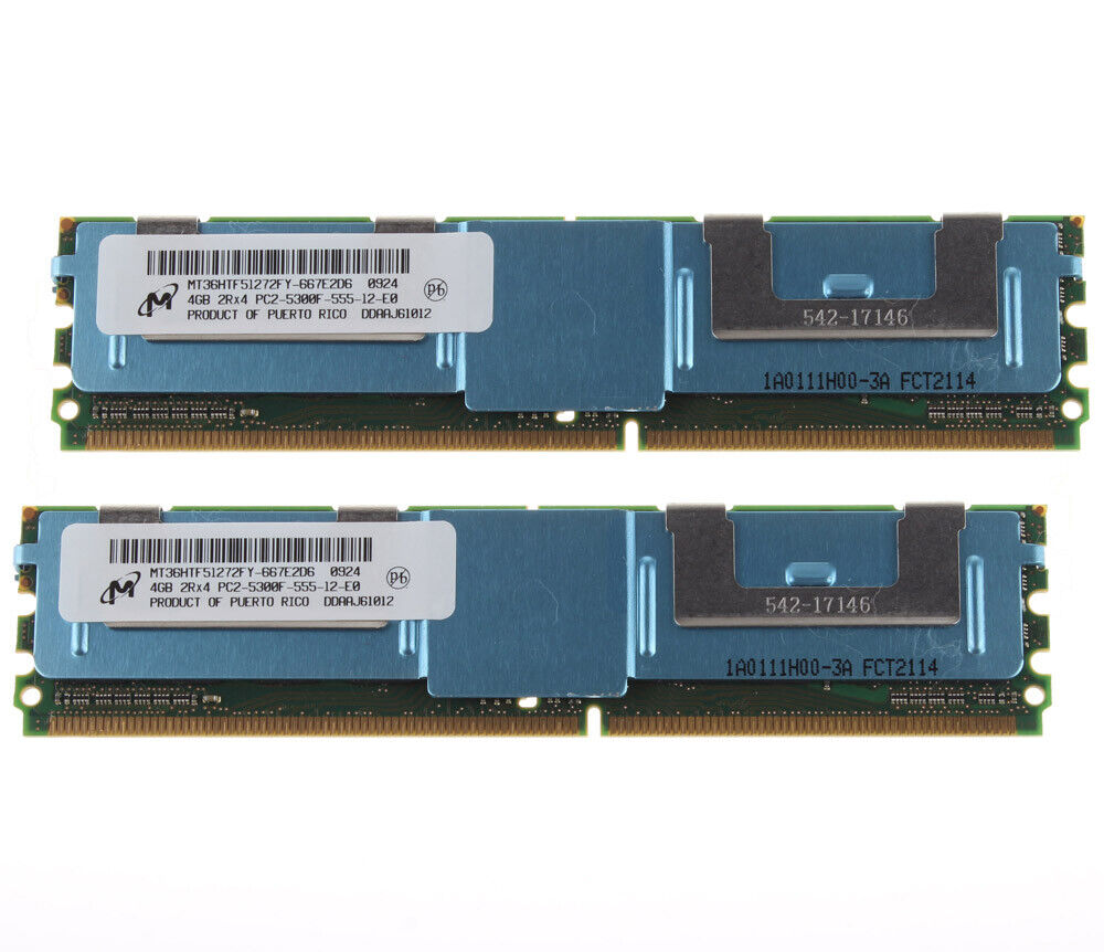 8GB For Micron 2PCS 4GB DDR2 667MHz 2RX4 PC2-5300F FB-DIMM ECC Server Memory RAM