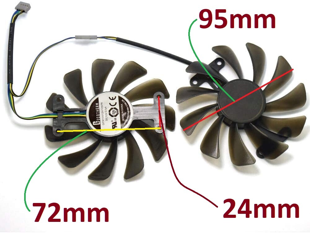 GAA8S2U GFM10012H12SPA 95mm DC 12V VGA Fan For ZOTAC GTX1070/1080 AMP ED 8GB