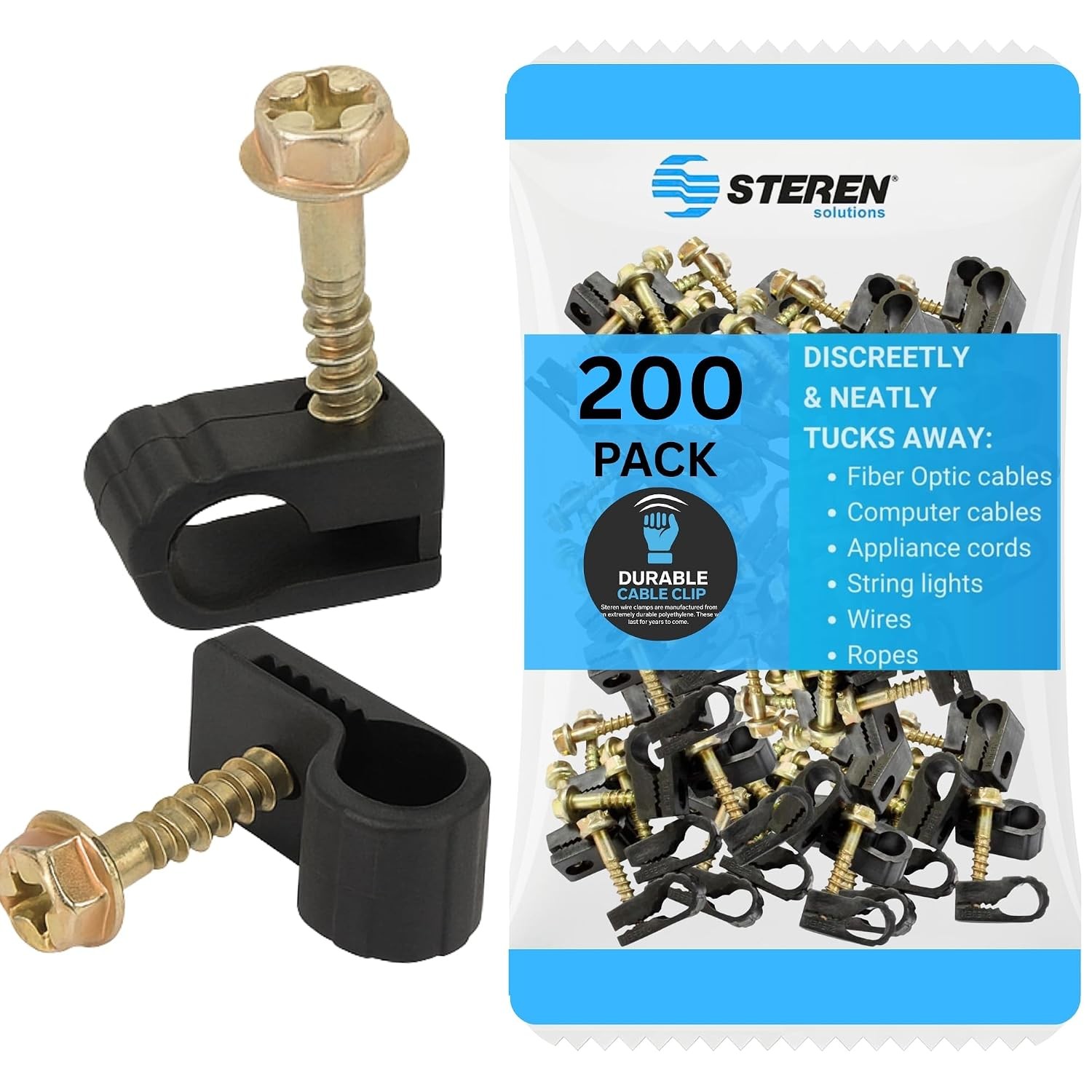 STEREN Coaxial Cable Clips - Cable Holder - Siding Clips for Hanging - Cord Hold