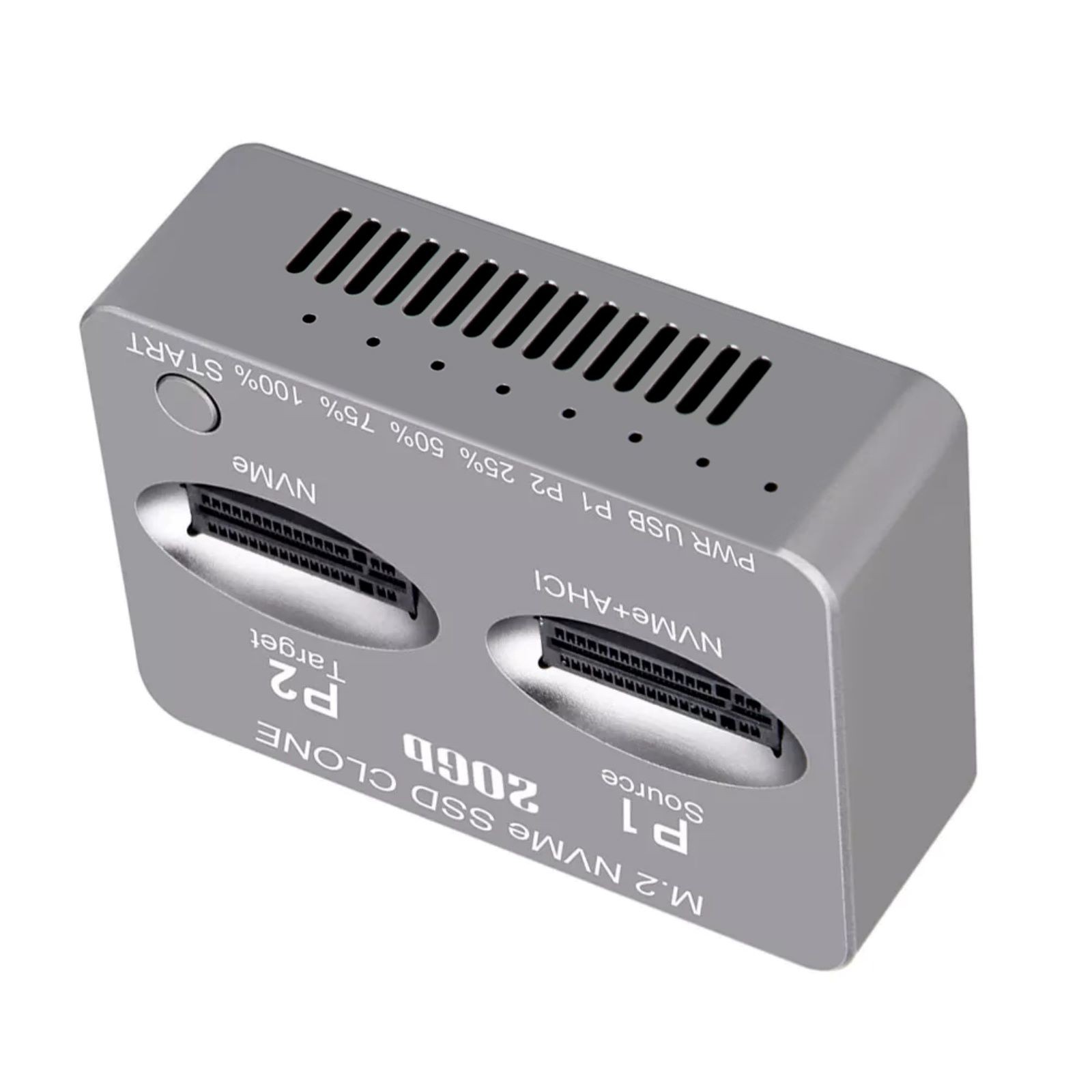 NVMe M.2 Duplicator With Premium Aluminum Alloy Shell Dual Bay Clone Docking