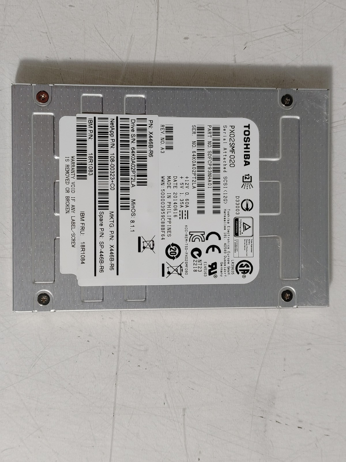 Toshiba NetApp PX02SMF020 200 GB SAS 3 2.5 in Solid State Drive