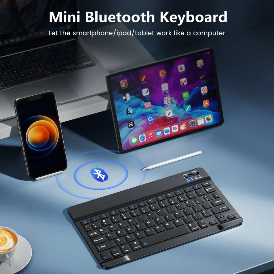 Bluetooth Wireless Keyboard Rechargeable For Mobile Phones Tablet Russian