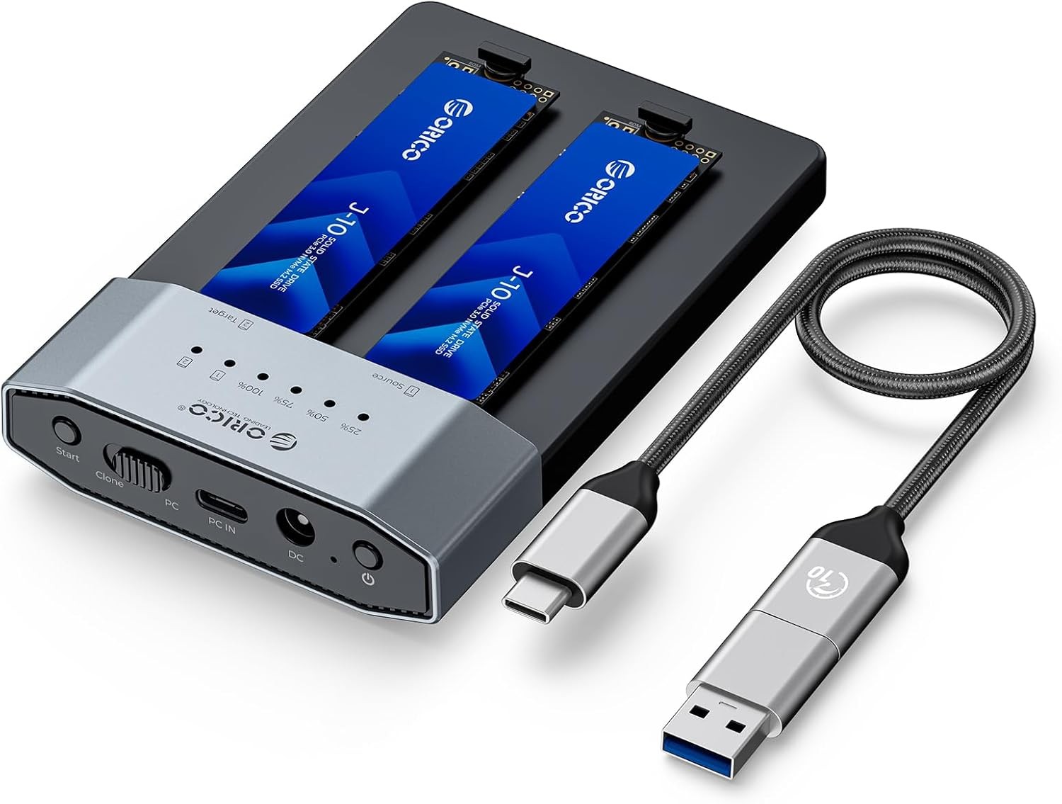 N2-C Drive Enclosures & Docks 20Gbps Dual Bay NVMe Enclosure Tool Free M.2 NVMe