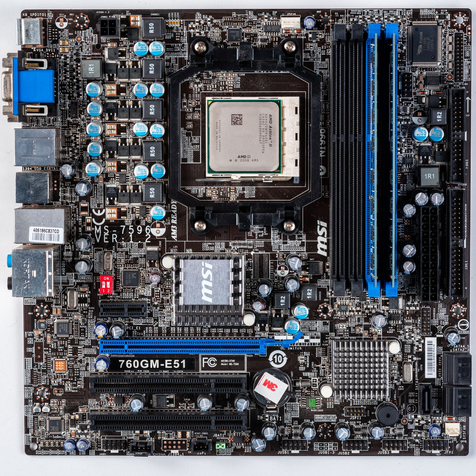 MSI 760GM-E51 AM3 MicroATX Motherboard DDR3 AMD Athlon II X4 620 HDMI DVI SATA
