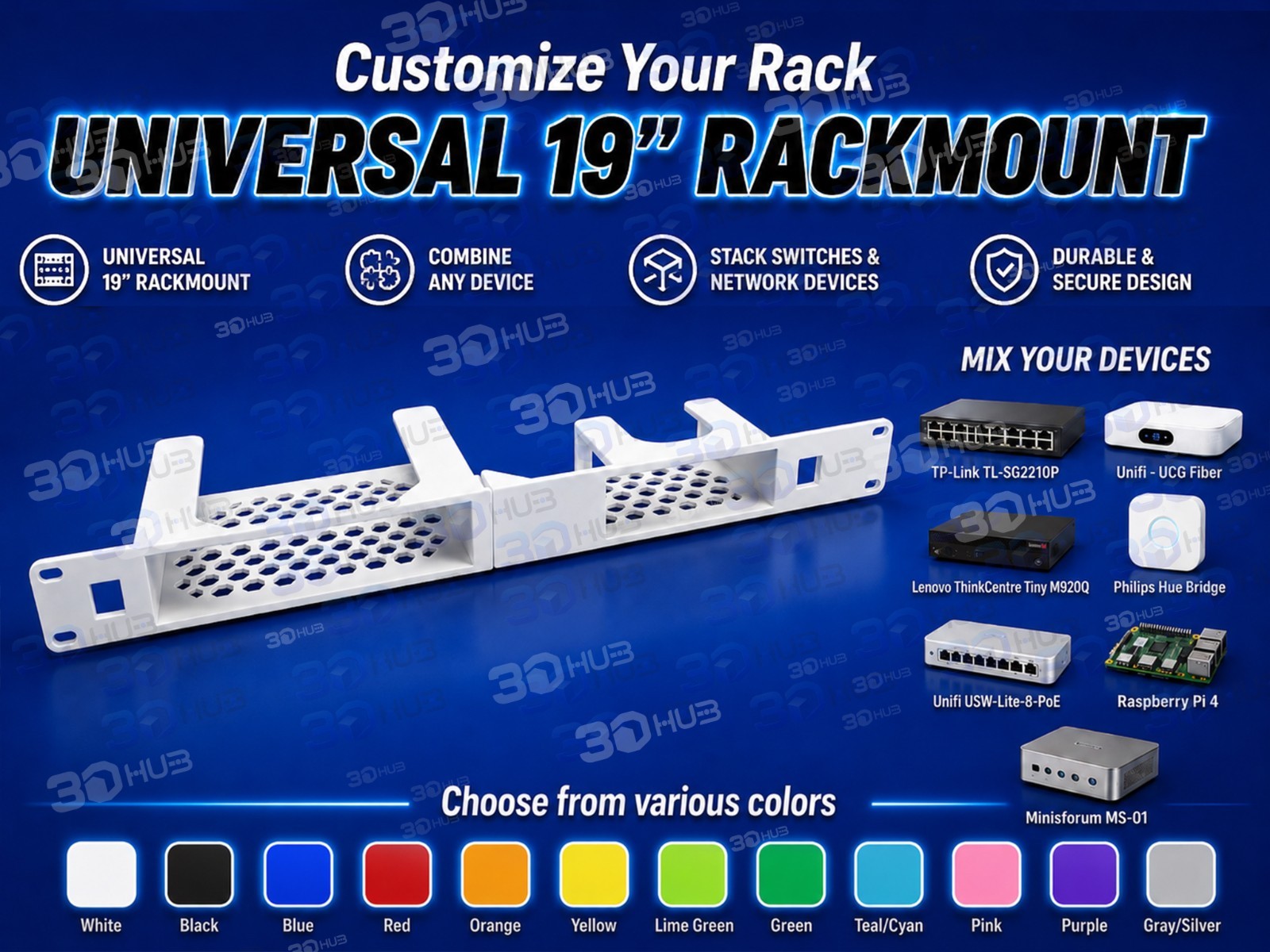 Philips Hue Bridge 19" Custom Rackmount System 1U Mix & Match your device