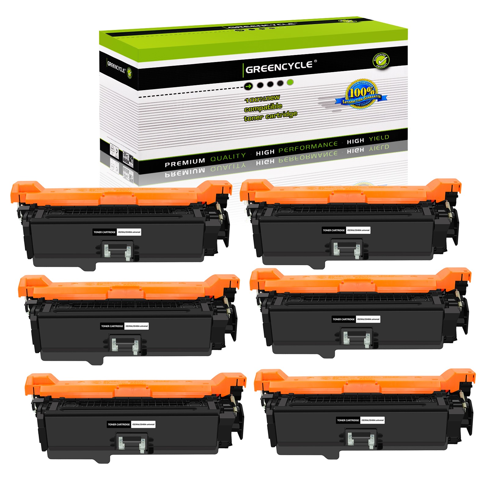 6PK Compatible CE250A Toner Cartridge for HP Color LaserJet 3525n 3525dn CP3525x