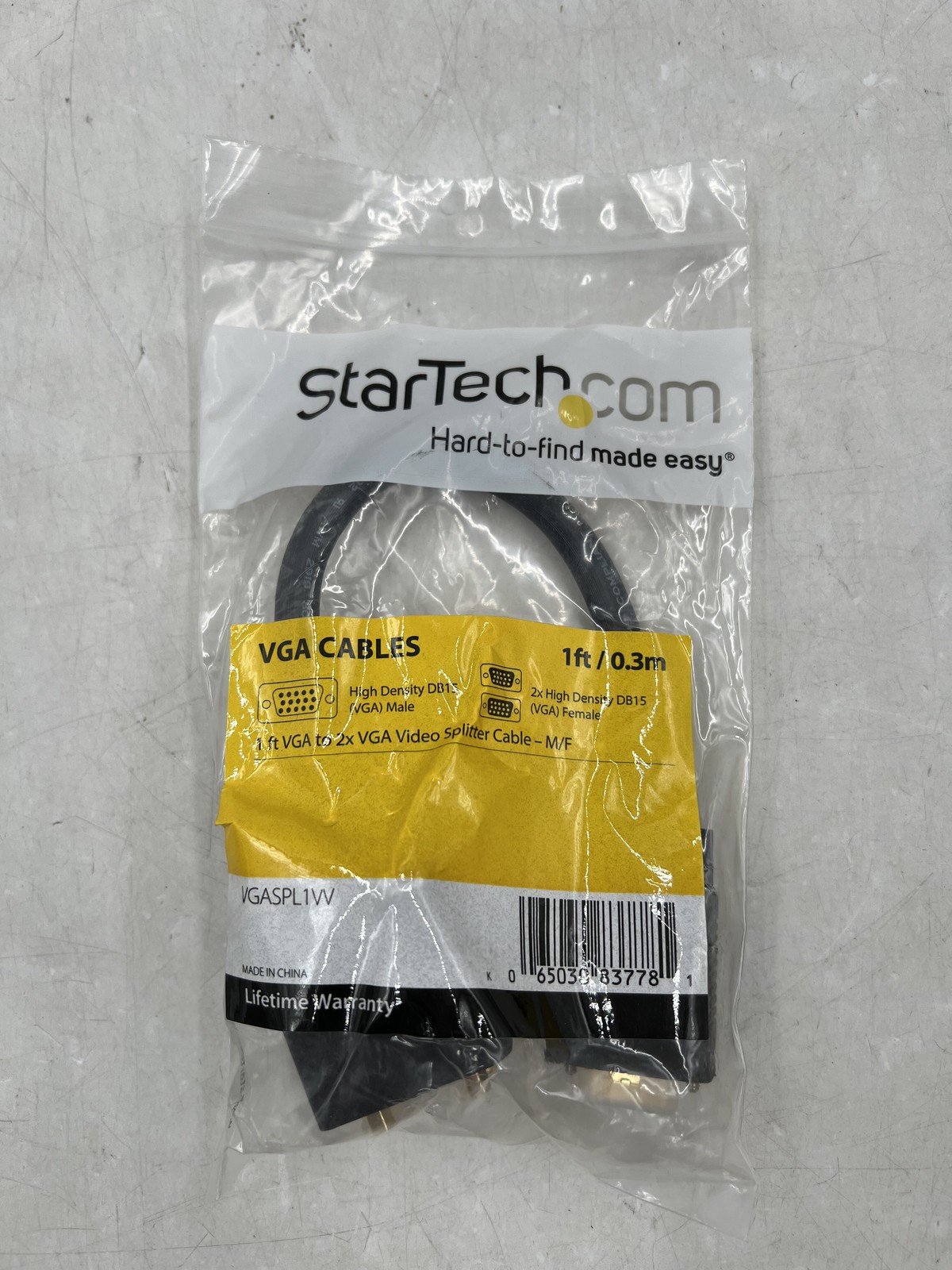 NEW StarTech 1 ft VGA to 2× VGA Splitter Cable VGASPL1VV  FREE S/H