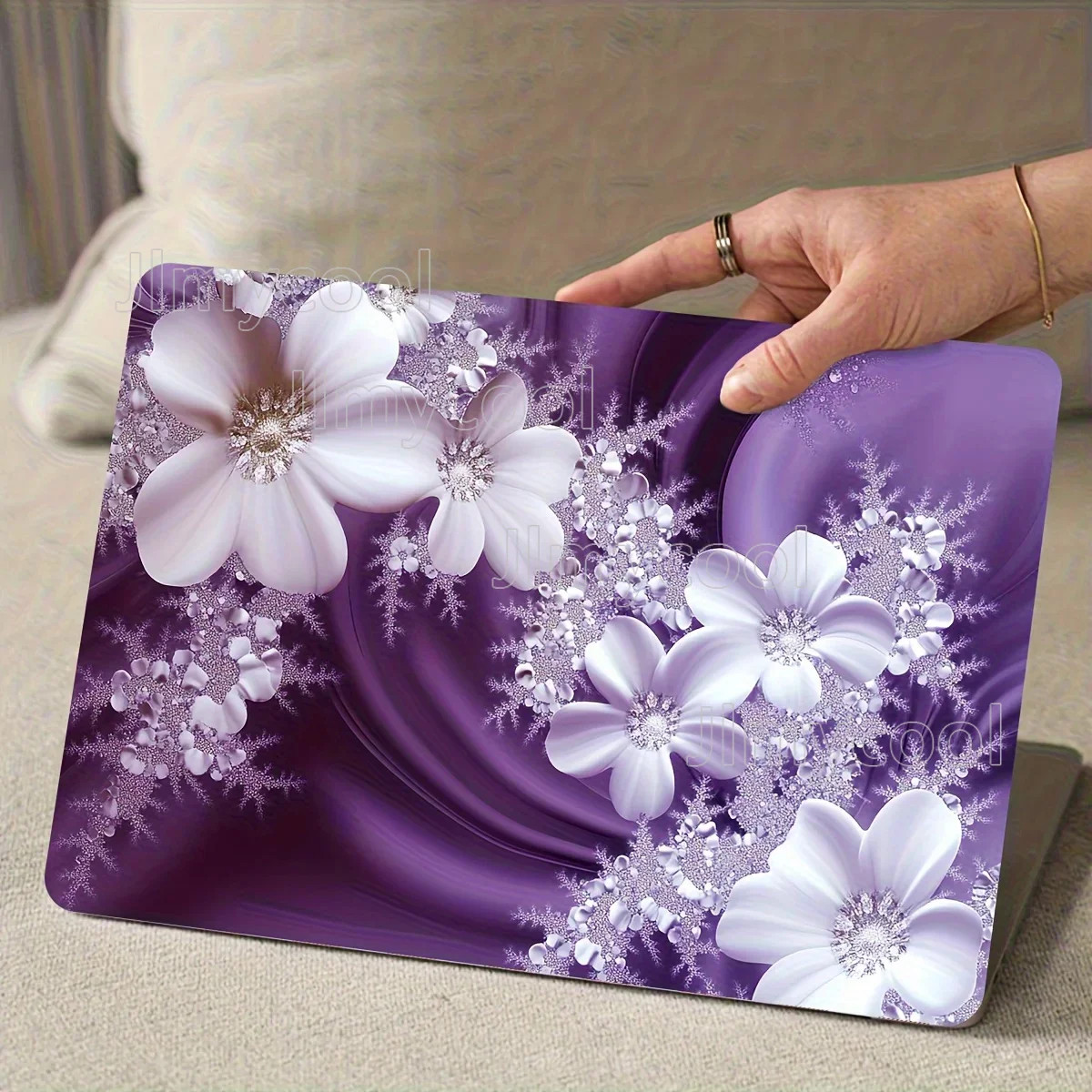 2Pcs Floral Pattern Laptop Sticker Protective Case Waterproof Scratch Resistant