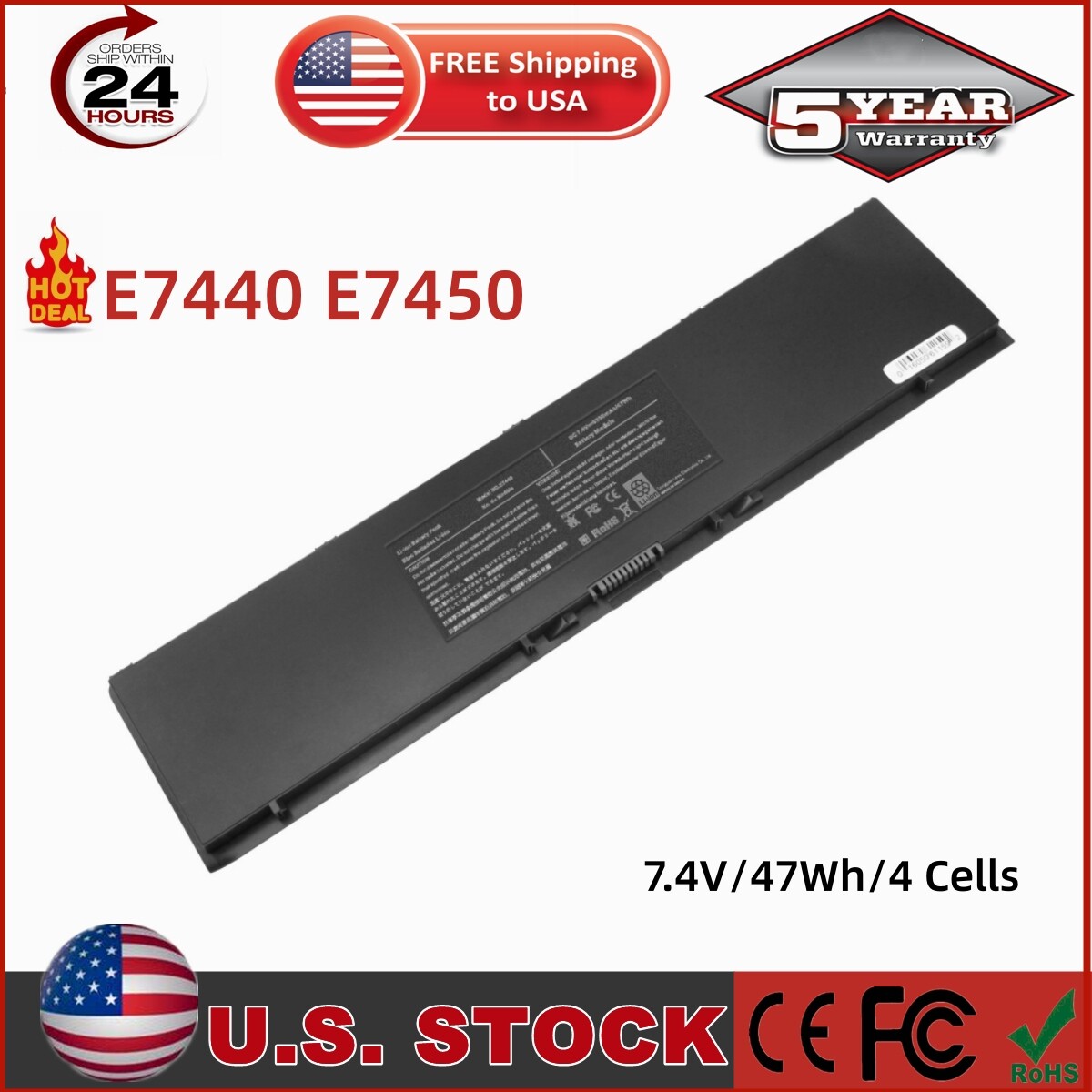 Lot 10x 34GKR 3RNFD E7440 Battery For Dell Latitude 14 7000 E7450 PFXCR 451-BBFT