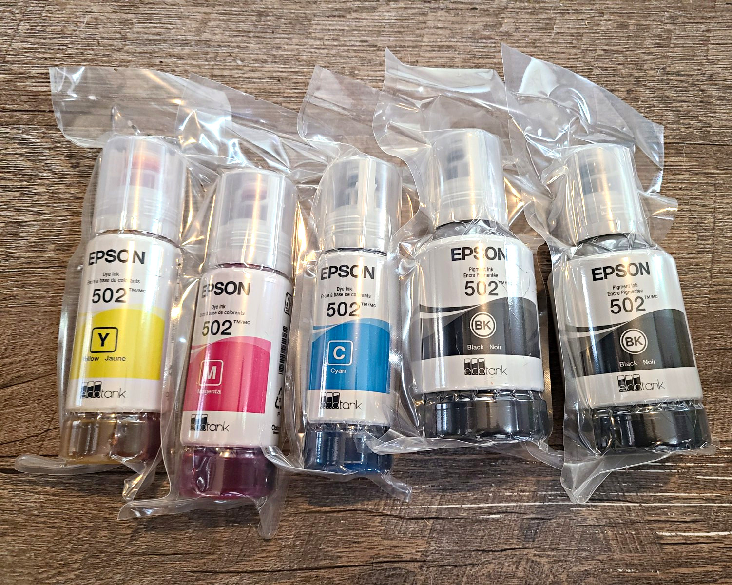 Epson 502 EcoTank Genuine Inkjet Ink Bottle Set 5pk Black C/M/Y