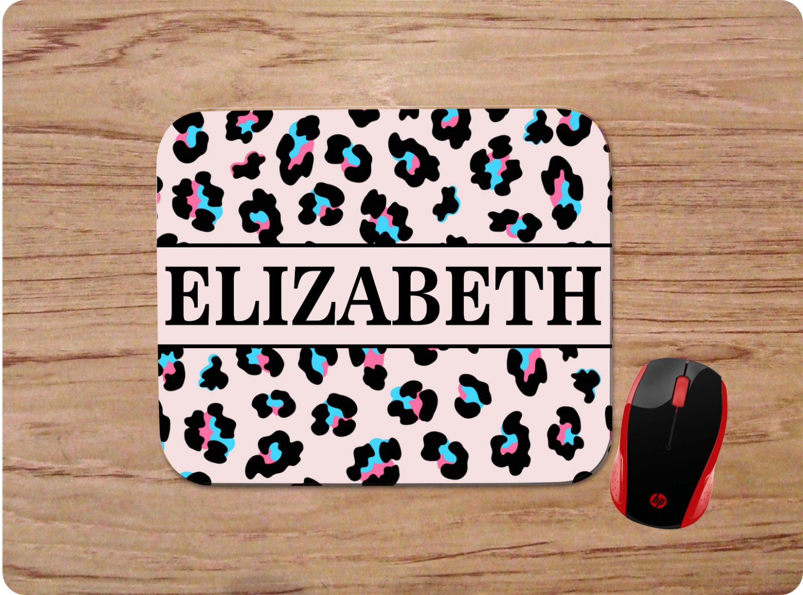 COLORFUL LEOPARD PRINT PERSONALIZE NAME CUSTOM MOUSE MOUSE PAD HOME OFFICE DECOR