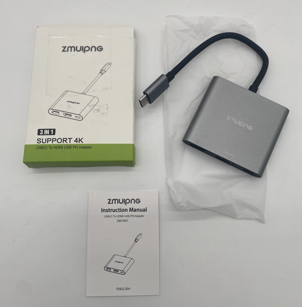 Zmuipng 3 in 1 USB-C To HDMI USB PD Adapter