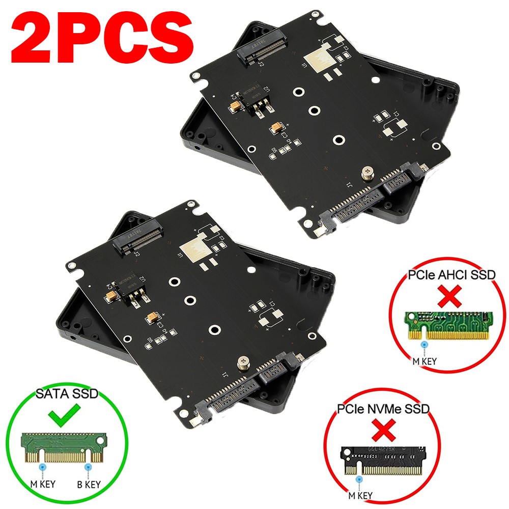 2pk M.2 NGFF (SATA) SSD to 2.5in SATA Adapter Card Thickness Enclosure with Case