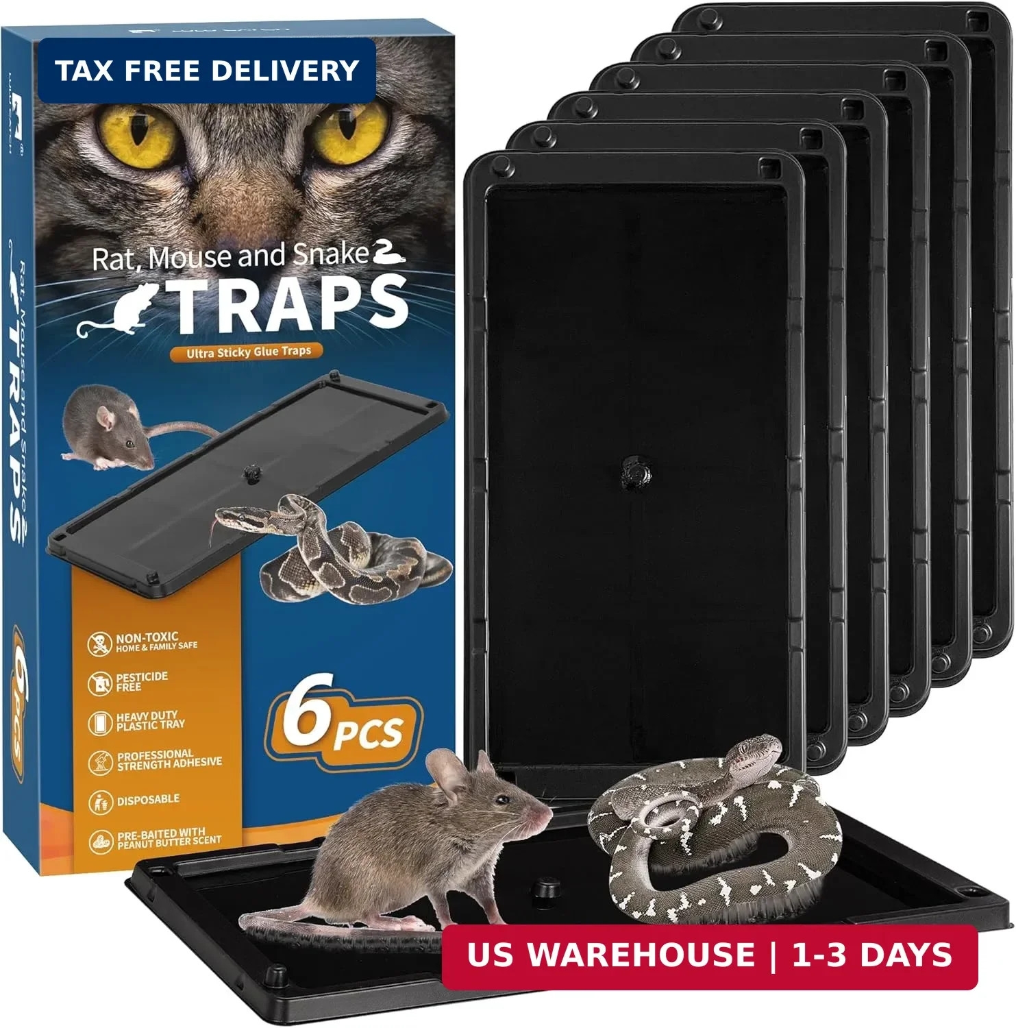 LULUCATCH Mouse Traps, 6 Pack Large Glue Traps Mouse Traps Indoor for Home, Pre-