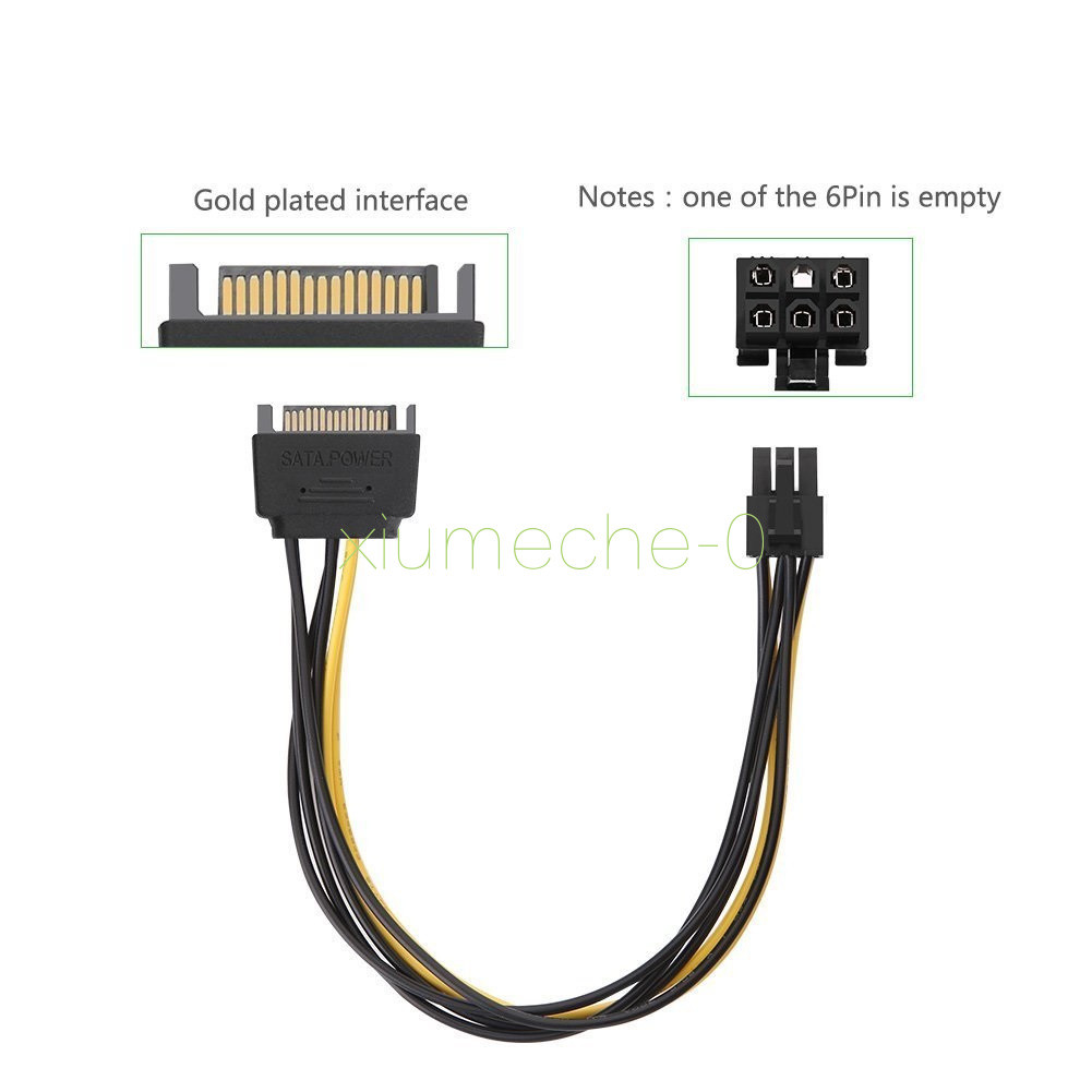SATA 15Pin Male to 6 Pin PCI-Express PCI-E Card Power Adapter Cable 20cm M8