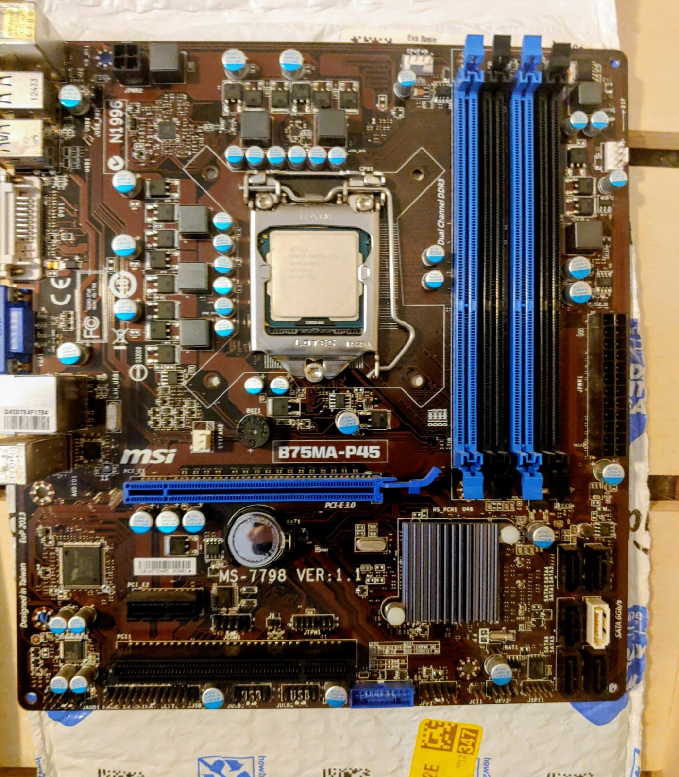 MSI MS-7798 B75MA-P45 Motherboard LGA 1155 DDR3 Intel B75 3.40 GHZ