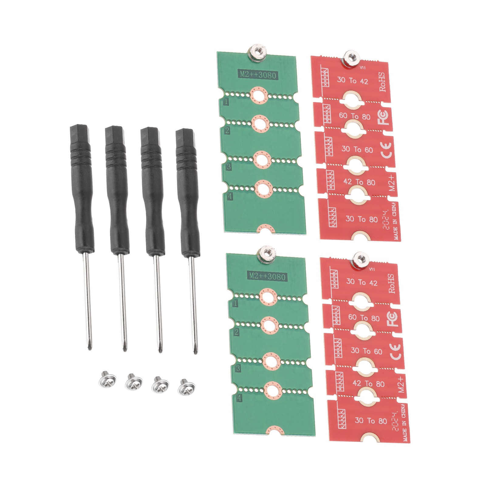 4Pcs M2+ M.2 NGFF/NVME Length Extend Adapter for Computer Case Red Green