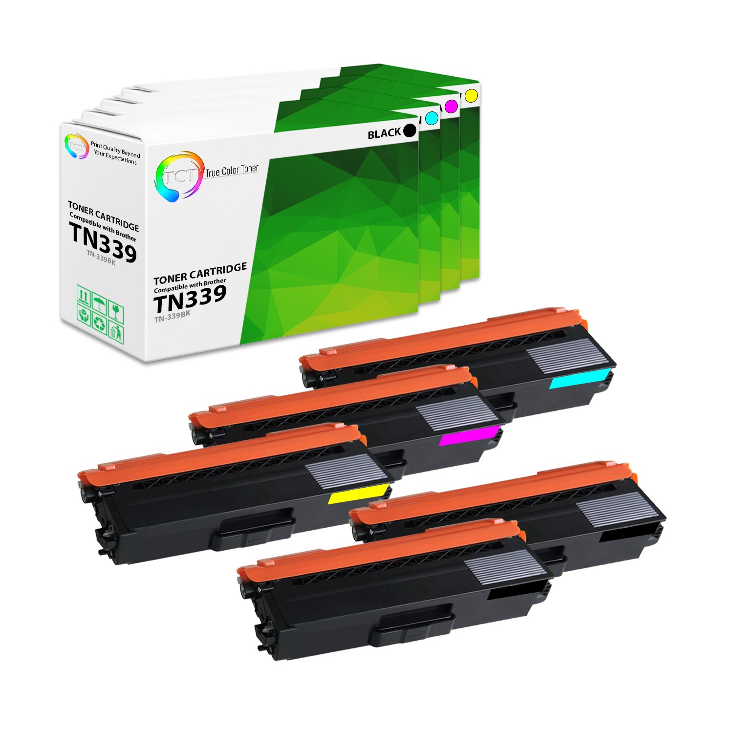 TCT 5PK TN339 Super Yield Compatible Toner Set For Brother HL L9200cdw MFC 9550