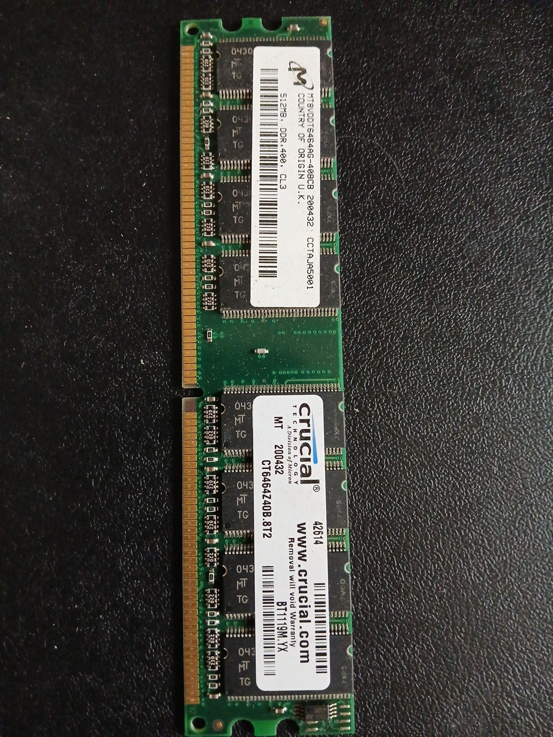 Crucial 512MB DDR 400 PC3200 ECC DIMM Micron CT6464Z40B (r1)