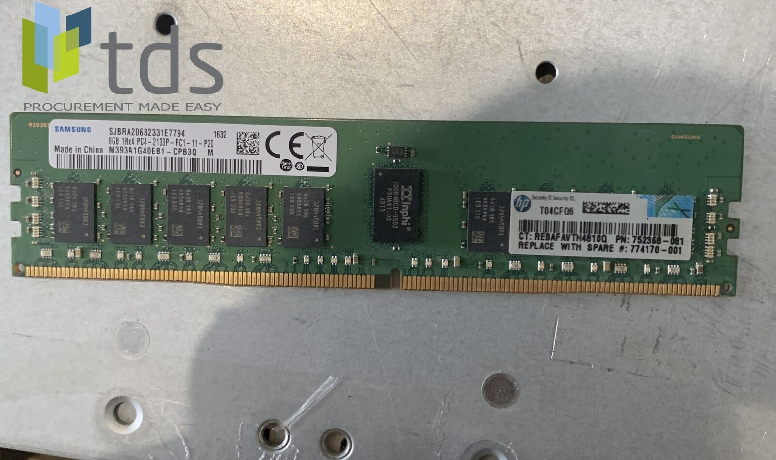 752368-081 774170-001 HP 8GB (1x8GB) Single Rank x4 DDR4-2133 Memory