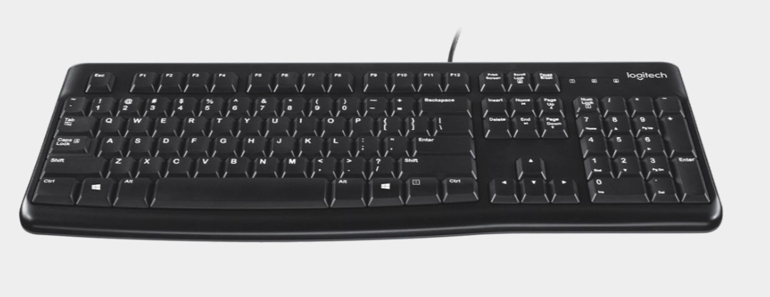 Logitech K120 Ergonomic Desktop Wired Keyboard YU0042 - Black 