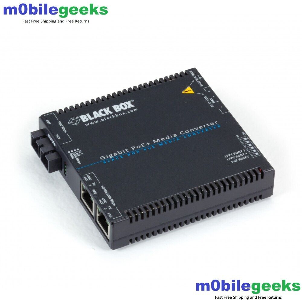 Black Box Network - LGC5211A - Black Box Gigabit PoE+ Media Converter - New