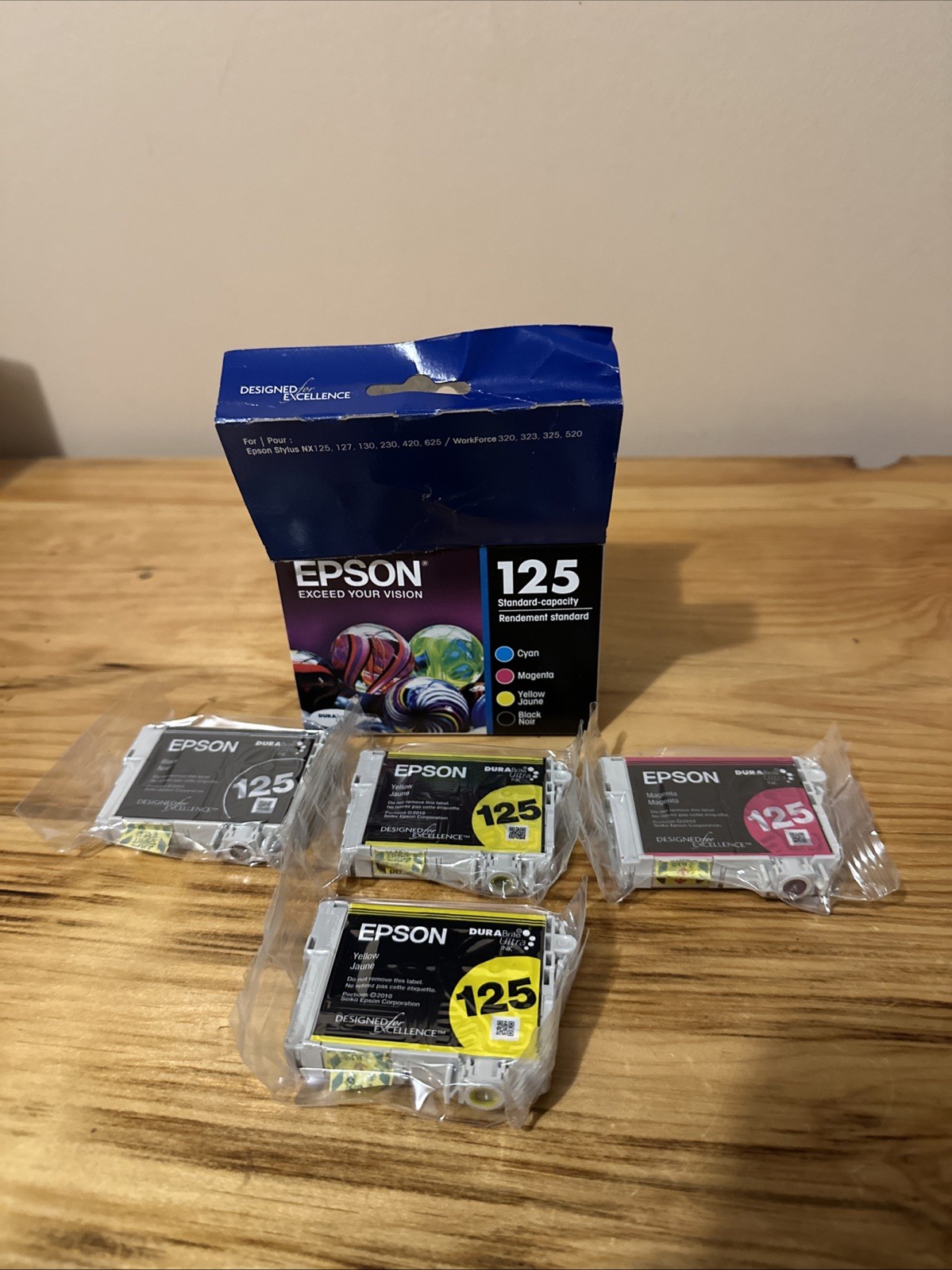 Printer Ink, Epson 125 Ink Cartridges. Black, 2 Yellow And Magenta