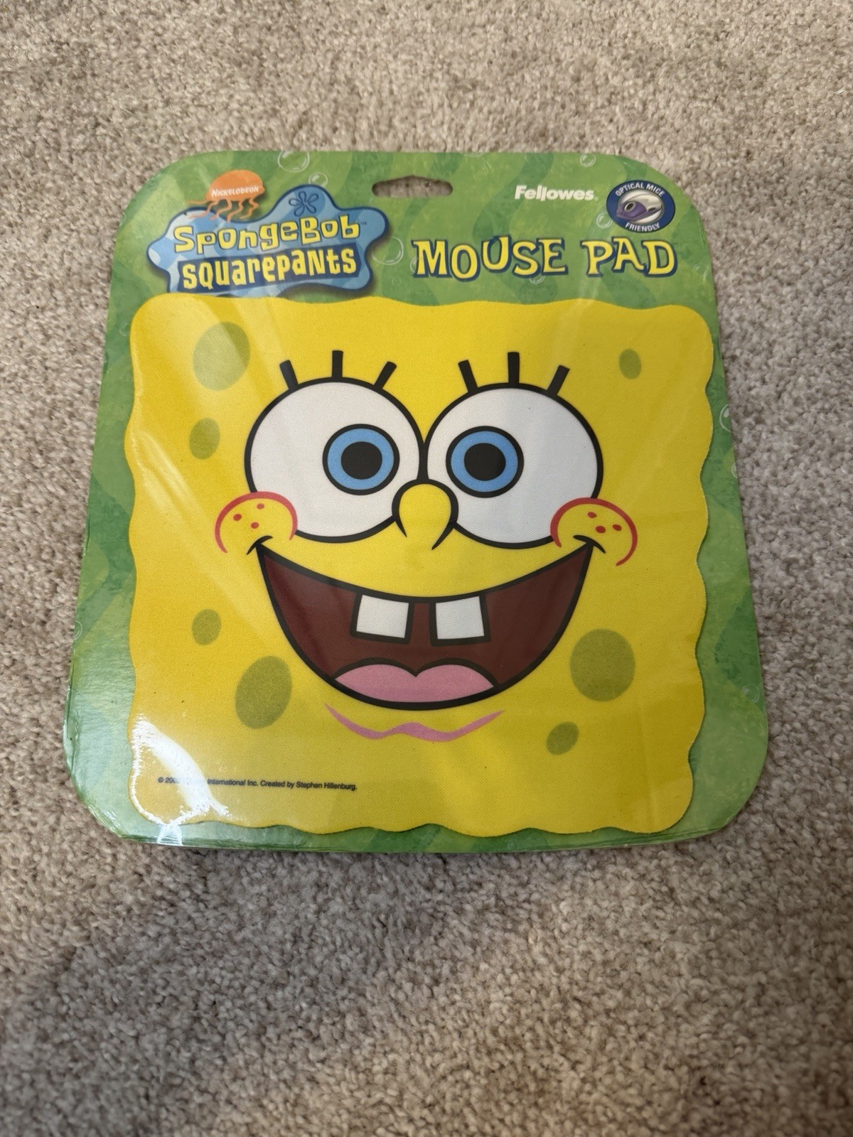 NEW SpongeBob SquarePants Yellow Computer Mouse Pad Nickelodeon VTG  2002 RARE