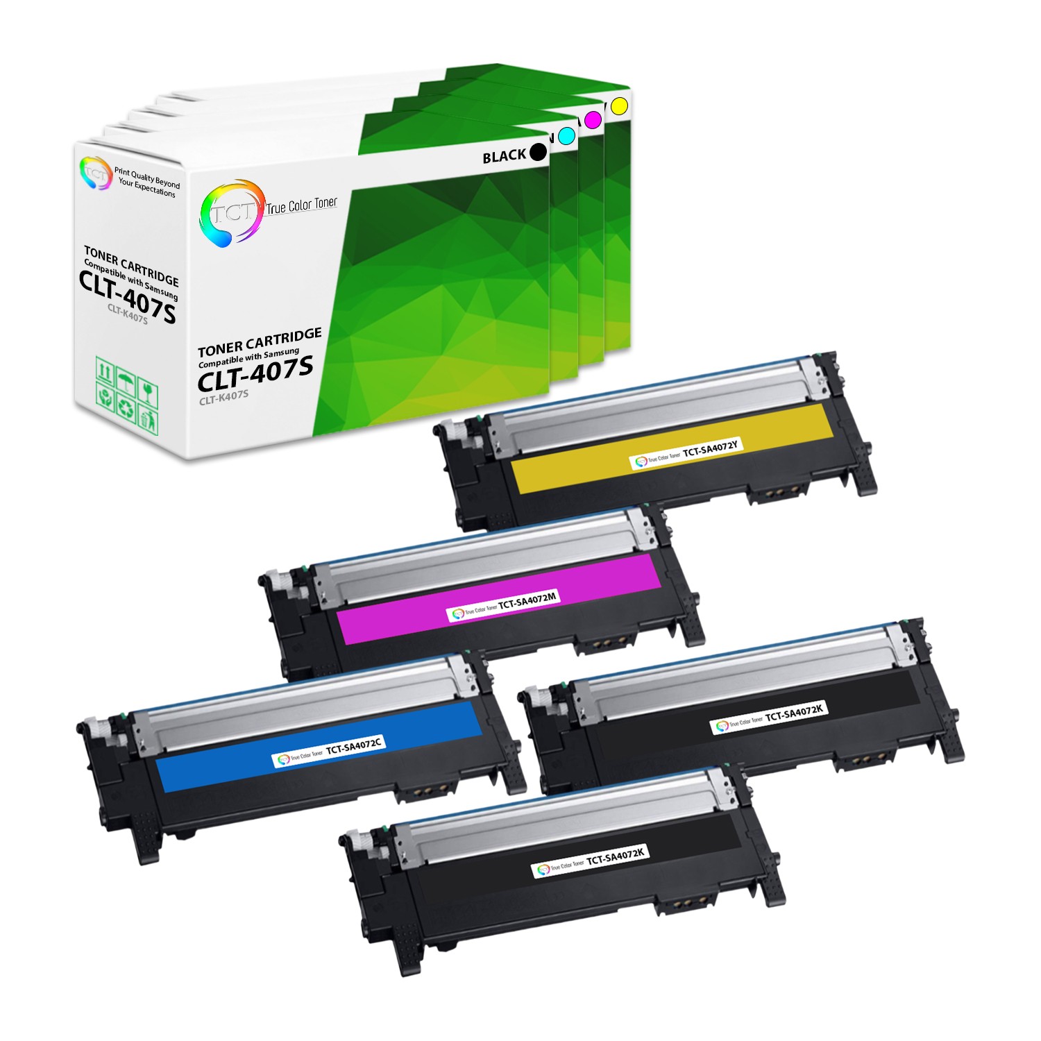 TCT 5PK CLT407S Color Toner Cartridge Set For Samsung CLP320 CLP325 CLX3180