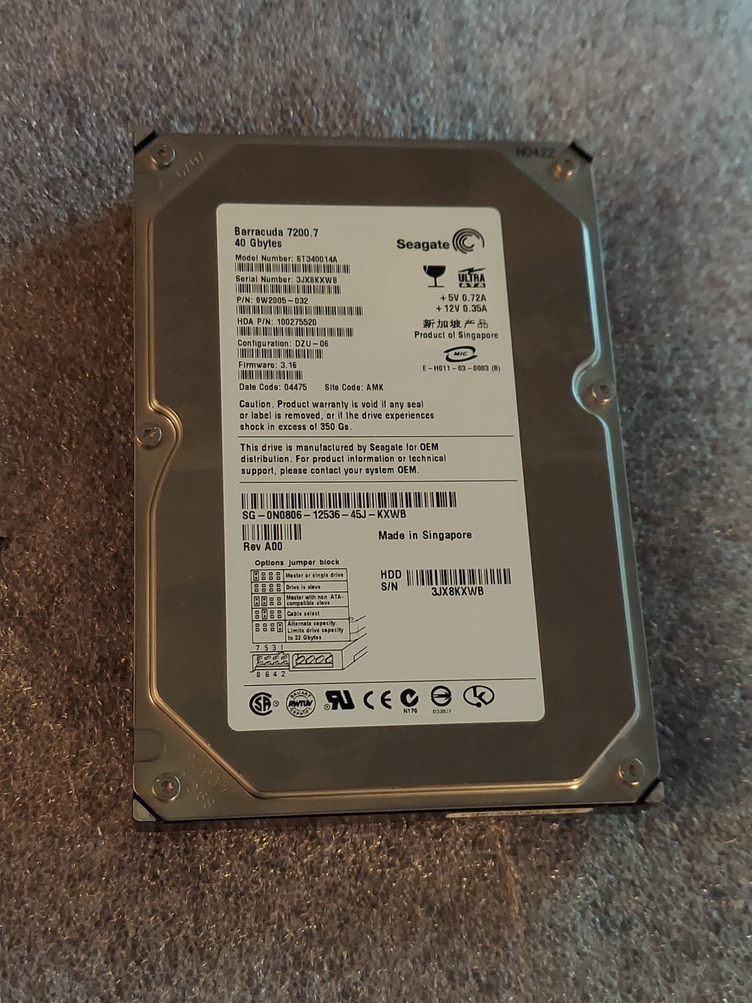 Tested GOOD IDE Seagate Barracuda 7200.7 40GB Internal 7200RPM 3.5 ST340014A HDD