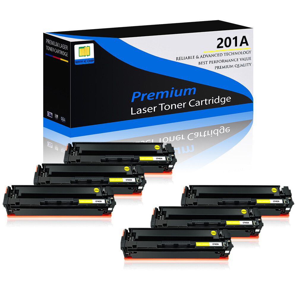 6 PACK Yellow CF402A 201A Toner for HP Color LaserJet Pro M252n M252dw MFP M277