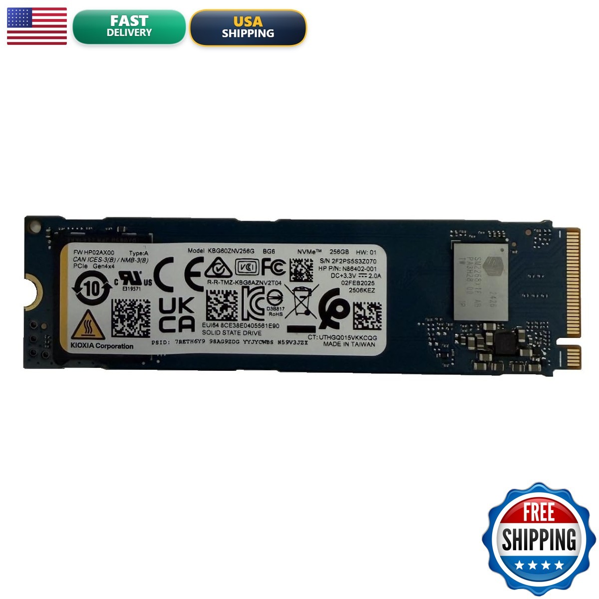 KIOXIA SSD 256GB BG6 NVMe PCIe Gen4 x4 M.2 2280 KBG60ZNV256G