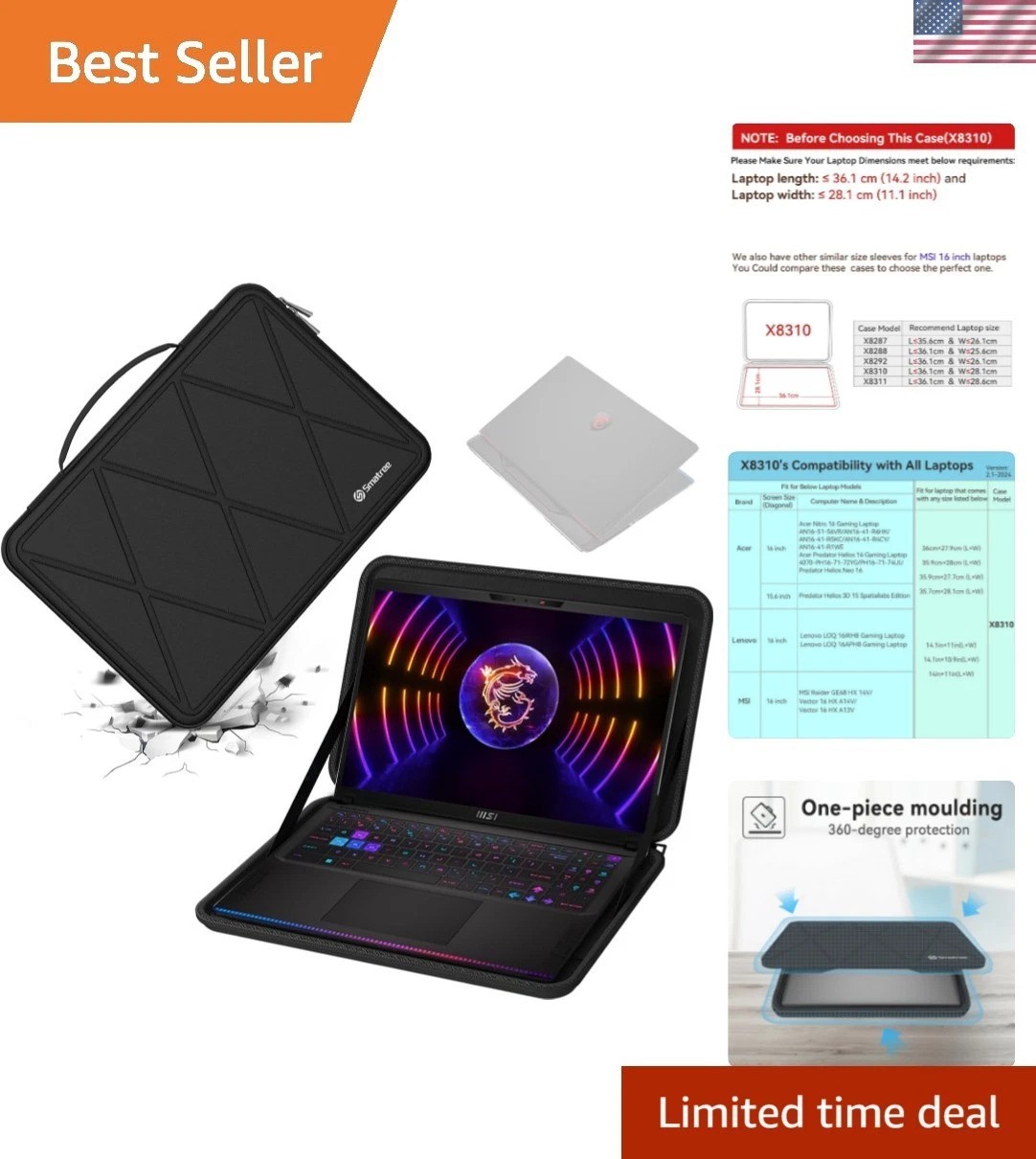 Stylish Hard Case for 16" MSI Raider & Vector Laptops - Shockproof & Waterproof