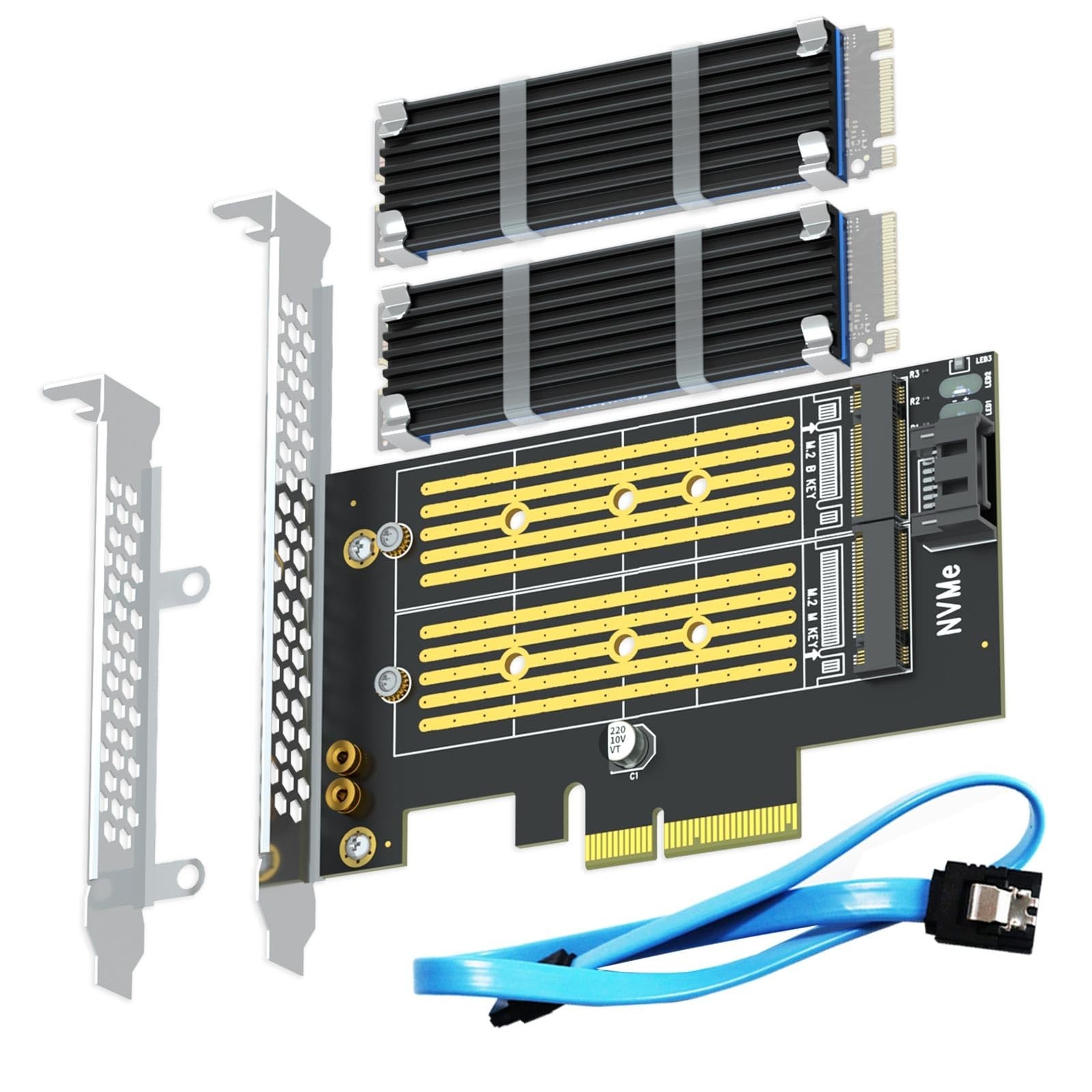 GLOTRENDS PA12-HS M.2 PCIe 4.0 X4 Adapter for One M.2 NVMe SSD and One M.2 SA...