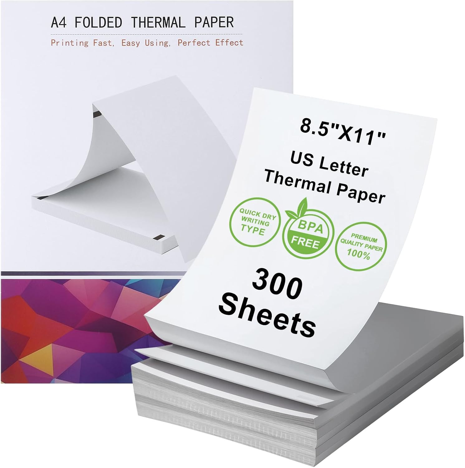 8.5 X 11 Inch A4 Thermal Printer Paper, Bpa/Bps-Free, Folded Continuous Paper