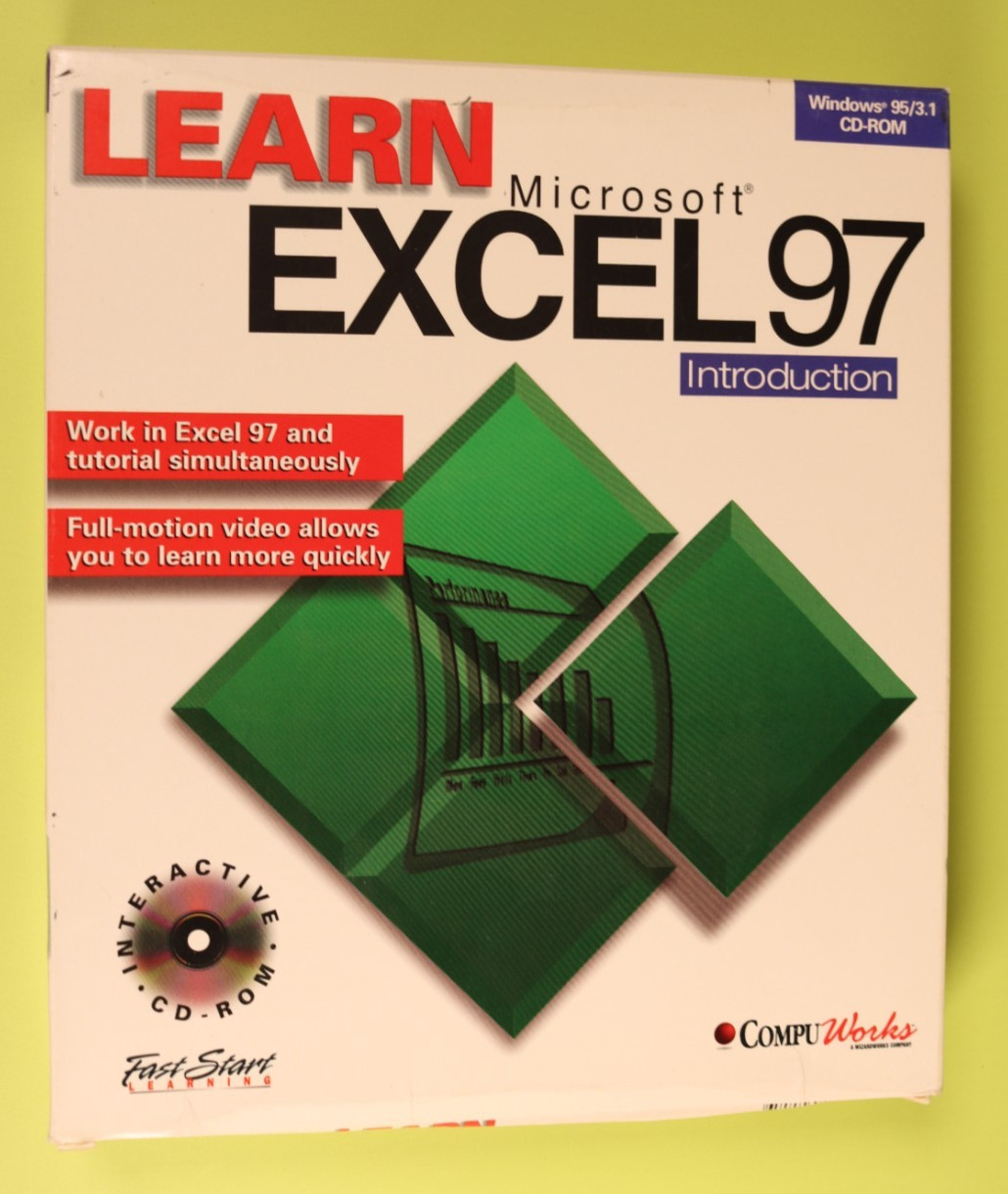 Learn Excel 97 Introduction Vintage 1997 PC CD-Rom Big Box