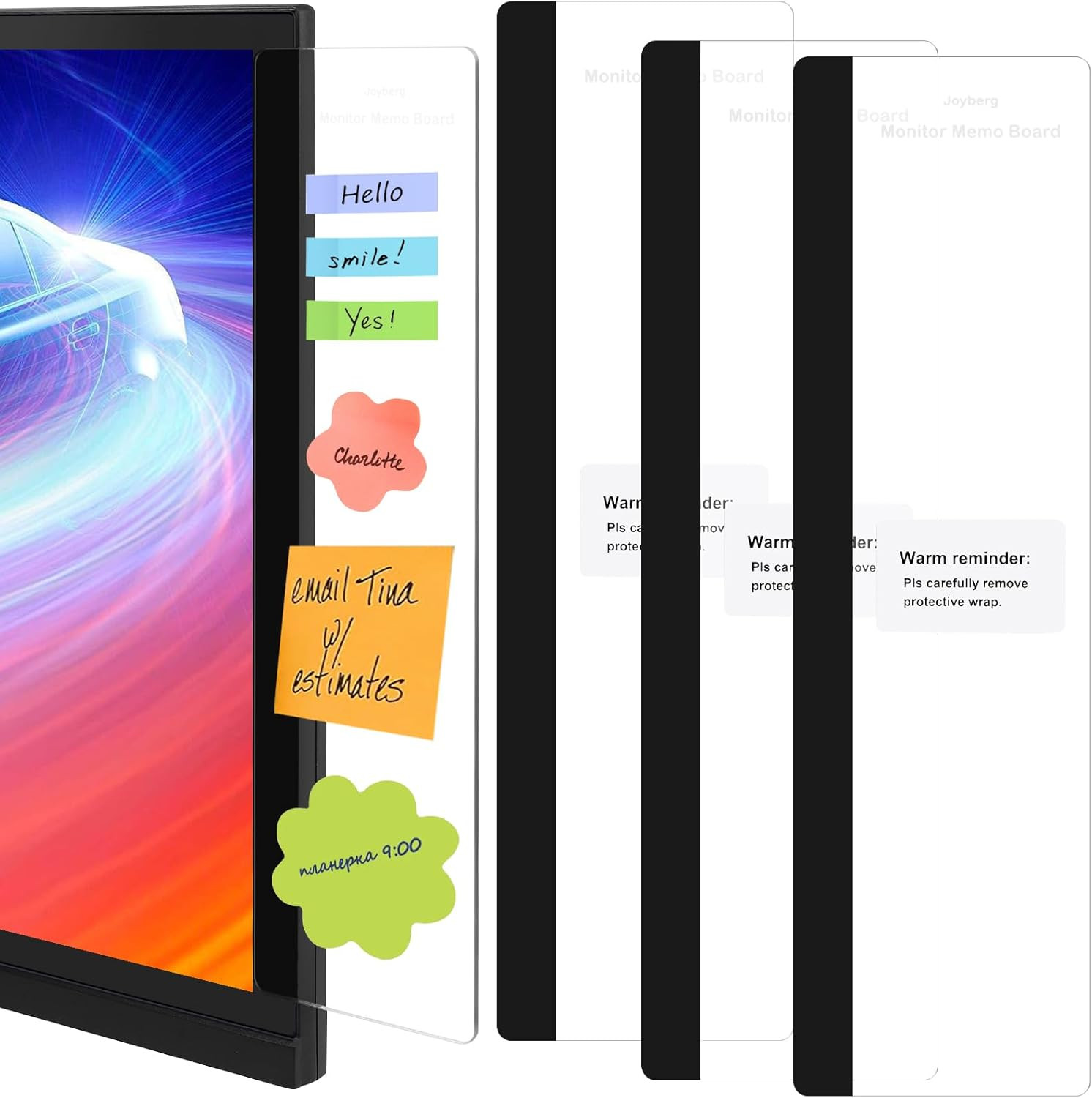 Joyberg 3PCS Monitor Memo Board, Memo Board for Computer Monitor, Monitor Memo B