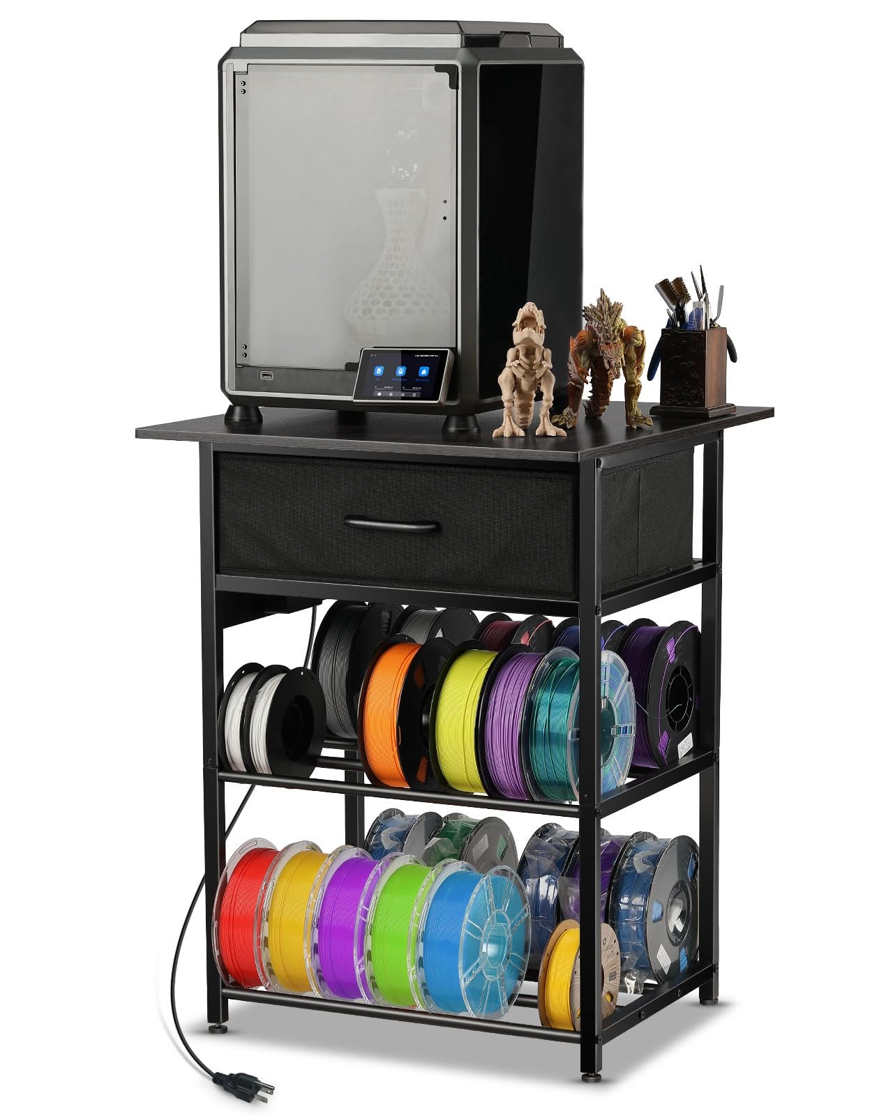 AHOWPD 3D Printer Table with Filament Storage and Drawer Organzier