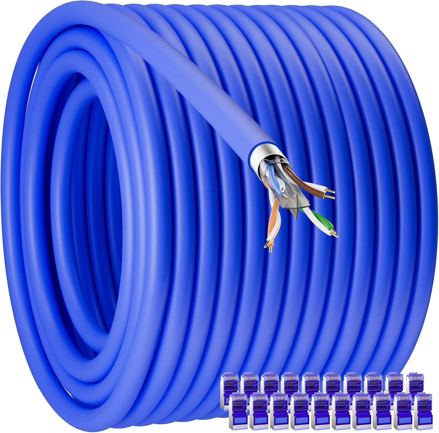 Cat 6 Direct Burial Ethernet Cable 400Ft(20 RJ45) Outdoor Cat6 Cable