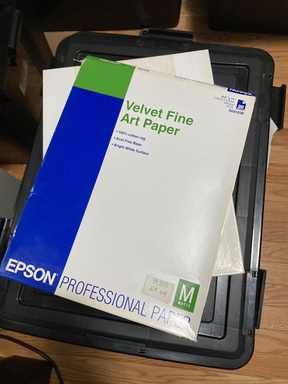 Epson Velvet Fine Art Inkjet Paper 8-1/2x11 - 9 sheets S041636 Matte Photo Paper