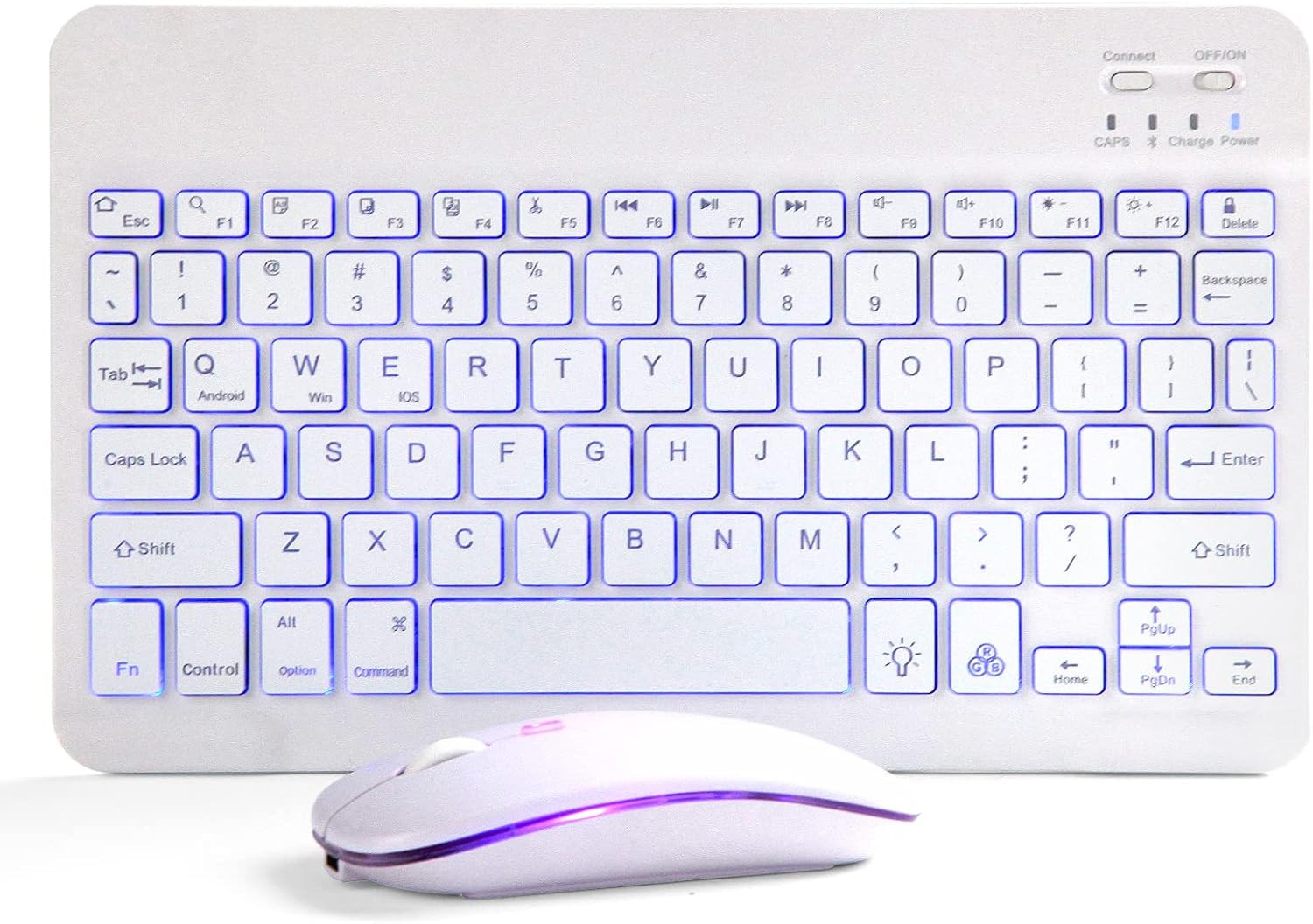 Combo Teclado Bluetooth y Raton Retroiluminado 7 Colores Recargable iPad Tablet