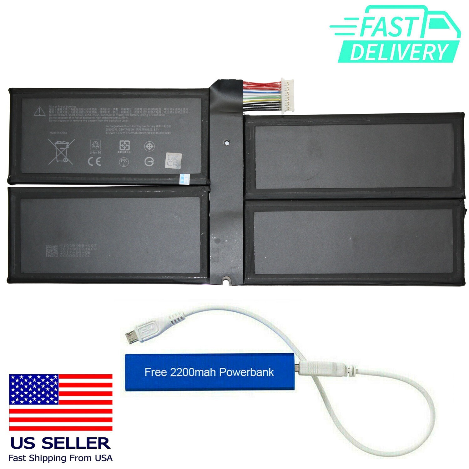 DYNM03 REPLACEMENT BATTERY FOR MICROSOFT SURFACE PRO 7 1866 TABLET G3HTA061H 43W
